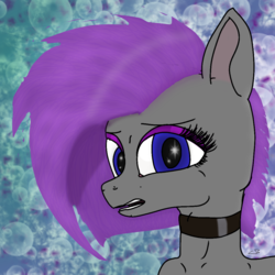 Size: 1024x1026 | Tagged: safe, artist:omni, oc, oc only, abstract background, bust, collar, female, looking at you, mare, solo