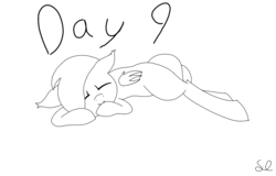 Size: 1689x1078 | Tagged: safe, artist:sketchlines, oc, oc only, bat pony, pony, drawing challenge, sleeping, solo