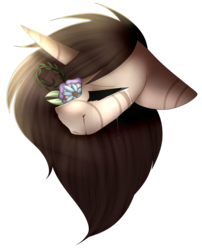 Size: 1024x1267 | Tagged: safe, artist:umiimou, oc, oc only, oc:abby rae, pony, unicorn, blood, bust, female, floppy ears, flower, mare, nosebleed, portrait, sad, simple background, solo, transparent background