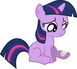 Size: 4000x3583 | Tagged: safe, artist:timeimpact, twilight sparkle, pony, a canterlot wedding, g4, bandaid, female, filly, filly twilight sparkle, high res, sad, simple background, solo, teary eyes, transparent background, vector, younger
