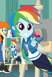 Size: 599x894 | Tagged: safe, edit, edited screencap, screencap, golden hazel, rainbow dash, a queen of clubs, equestria girls, g4, my little pony equestria girls: better together, droste effect, inception, meme, recursion
