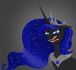 Size: 2012x1870 | Tagged: safe, artist:pzycho391, nightmare moon, alicorn, pony, tumblr:ask queen moon, g4, angry, female, sharp teeth, snarling, solo, teeth