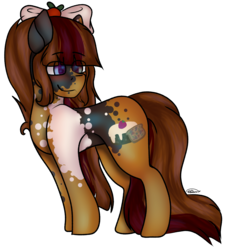 Size: 2700x3000 | Tagged: safe, artist:griafian, oc, oc only, oc:leftover fruitcake, earth pony, pony, bow, coat markings, hair bow, high res, pinto, simple background, solo, spots