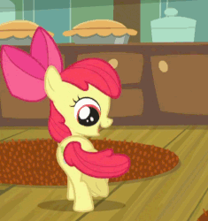 Size: 515x548 | Tagged: safe, screencap, apple bloom, earth pony, pony, bloom & gloom, g4, season 5, adorabloom, animated, behaving like a dog, bow, chasing own tail, cute, female, filly, gif, hair bow, solo, spinning