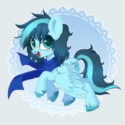 Size: 2900x2900 | Tagged: safe, artist:hawthornss, oc, oc only, oc:star wind, pegasus, pony, clothes, cute, high res, looking at you, open mouth, scarf, smiling