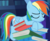 Size: 4487x3663 | Tagged: safe, artist:frownfactory, rainbow dash, pegasus, pony, g4, my little pony: friendship is magic, shadow play, .svg available, book, bookshelf, cute, dashabetes, eyes closed, female, mare, sleeping, solo, svg, vector, wings