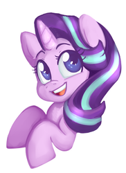 Size: 2636x3615 | Tagged: safe, artist:annakitsun3, starlight glimmer, pony, unicorn, g4, bust, cute, female, glimmerbetes, high res, mare, open mouth, simple background, smiling, solo, white background