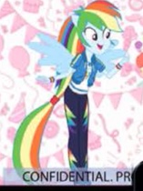Size: 157x210 | Tagged: safe, rainbow dash, equestria girls, g4, my little pony equestria girls: better together, advertisement, clothes, cutie mark, hair, happy, hasbro, pink, rainbow, shirt, t-shirt, tail, wings