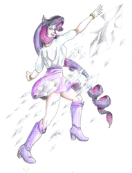 Size: 1508x1973 | Tagged: safe, artist:edhelistar, rarity, equestria girls, g4, boots, clothes, diamonds, high heel boots, human coloration, legs, magic, ponied up, shoes, simple background, skirt, solo, telekinesis, traditional art, white background