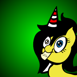 Size: 2000x2000 | Tagged: safe, artist:xxradskixx, oc, oc only, oc:zedwin, earth pony, pony, animated, birthday, black mane, cute, gif, hat, heterochromia, high res, looking at you, party hat, silly, solo, ych result