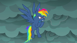 Size: 280x158 | Tagged: safe, screencap, rainbow dash, pegasus, pony, g4, secrets and pies, adorapiehater, cute, evil pie hater dash, female, flying, giggling, great moments in animation, solo