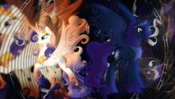 Size: 1920x1080 | Tagged: safe, artist:thegraid, edit, oc, oc only, oc:king cosmos, oc:queen galaxia, alicorn, pony, alicorn oc, celestia and luna's father, celestia and luna's mother, galamos, horn, looking up, wallpaper, wallpaper edit, wings