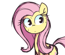 Size: 1035x870 | Tagged: safe, artist:lilboulder, fluttershy, pegasus, pony, g4, female, looking away, simple background, solo, sweat, white background