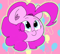 Size: 1020x932 | Tagged: safe, artist:blaappy, pinkie pie, earth pony, pony, g4, adorable face, balloon, bust, cute, cutie mark background, female, solo