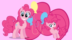 Size: 1920x1080 | Tagged: safe, artist:neodarkwing, edit, pinkie pie, g4, cutie mark, cutie mark background, female, filly, filly pinkie pie, solo, wallpaper, wallpaper edit, younger