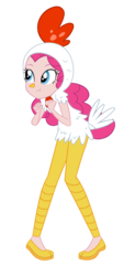 Size: 2257x4571 | Tagged: safe, artist:invisibleink, pinkie pie, equestria girls, g4, animal costume, chicken pie, chicken suit, clothes, costume, female, halloween, halloween costume, holiday, simple background, solo, transparent background, vector