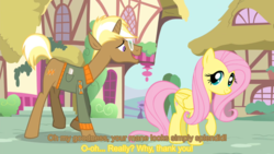 Size: 800x450 | Tagged: safe, artist:inside-our-mind, fluttershy, trenderhoof, earth pony, pegasus, pony, g4, simple ways, crack shipping, female, flutterhoof, male, mare, pairings, shipping, stallion, vector