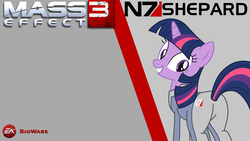 Size: 1920x1080 | Tagged: safe, artist:vaux111, twilight sparkle, pony, unicorn, g4, clothes, commander shepard, cosplay, costume, crossover, female, mare, mass effect, mass effect 3, solo, unicorn twilight