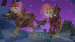 Size: 5760x3240 | Tagged: safe, artist:jhayarr23, artist:luckreza8, artist:mlp-silver-quill, artist:shrunken-littlebro12, edit, vector edit, bright mac, pear butter, ghost, timber wolf, undead, wolf, a health of information, g4, season 7, the perfect pear, bright mac's ghost, female, headcanon, husband and wife, male, pear butter's ghost, sad, spirit, spirits, story in the source, vector, wolves