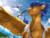 Size: 1628x1232 | Tagged: safe, artist:makkah, flash sentry, bird, pegasus, pony, seagull, g4, clothes, cloud, flash hunktry, flying, male, signature, sky, wavy mane
