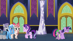 Size: 1024x570 | Tagged: safe, artist:arcgaming91, angel wings, maud pie, spike, starlight glimmer, trixie, twilight sparkle, oc, oc:angel wings, dragon, g4
