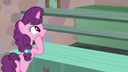 Size: 1920x1080 | Tagged: safe, screencap, sugar belle, pony, unicorn, g4, hard to say anything, season 7, animated, bedroom eyes, bipedal, bipedal leaning, butt, cream pie, display case, draw me like one of your french girls, female, flirting, implied big macintosh, leaning, mare, offscreen character, plot, shelf, solo, sound, talking, talking to viewer, that pony sure does love creampies, underhoof, video, webm