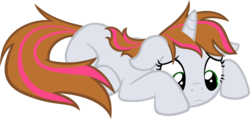 Size: 4000x1904 | Tagged: safe, artist:timeimpact, oc, oc only, oc:rosy stripes, pony, unicorn, fanfic:first pony view, female, mare, prone, simple background, solo, transparent background, vector
