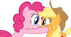 Size: 4773x2500 | Tagged: safe, artist:timeimpact, applejack, pinkie pie, pony, g4, high res, simple background, squishy cheeks, transparent background, vector