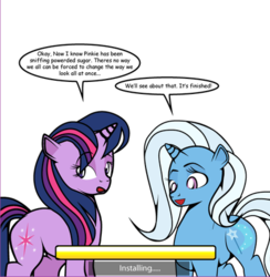 Size: 423x433 | Tagged: safe, artist:dekomaru, trixie, twilight sparkle, tumblr:ask twixie, g4, ask, female, lesbian, ship:twixie, shipping, tumblr