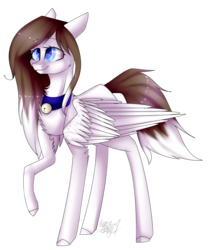 Size: 3442x4112 | Tagged: safe, artist:midnightdream123, oc, oc only, pegasus, pony, bell, bell collar, collar, female, high res, mare, raised hoof, simple background, solo, transparent background