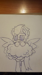 Size: 1080x1920 | Tagged: safe, artist:luriel maelstrom, soarin', pony, g4, cloud, ear fluff, irl, photo, solo, traditional art