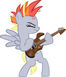 Size: 4211x4885 | Tagged: safe, artist:ironm17, derpy hooves, pegasus, pony, g4, it isn't the mane thing about you, absurd resolution, alternate hairstyle, bipedal, derpunk, electric guitar, eyes closed, female, guitar, guitarity, musical instrument, punk, simple background, solo, transparent background, vector