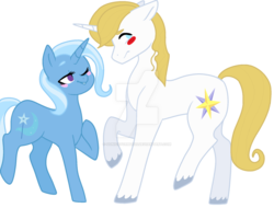 Size: 1024x778 | Tagged: safe, artist:sonicstorm2020, prince blueblood, trixie, g4, female, male, ship:bluetrix, shipping, straight, unshorn fetlocks