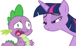 Size: 6812x4170 | Tagged: safe, artist:frownfactory, spike, twilight sparkle, alicorn, dragon, pony, g4, triple threat, .svg available, absurd resolution, faic, female, lidded eyes, male, mare, open mouth, out of context, panic, simple background, smiling, svg, transparent background, twilight sparkle (alicorn), vector