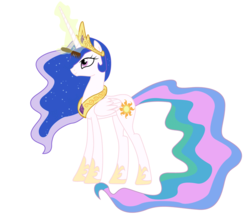 Size: 797x687 | Tagged: safe, artist:n238900, part of a set, princess celestia, alicorn, pony, g4, comb, dyed hair, dyed mane, female, magic, simple background, smiling, solo, telekinesis, vector, white background