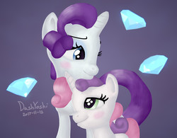 Size: 1024x800 | Tagged: safe, artist:dashyoshi, rarity, sweetie belle, pony, g4, diamond, female, gimp, sisters