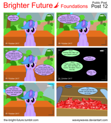 Size: 5656x6225 | Tagged: safe, artist:waveywaves, oc, oc only, oc:ruby rey, pony, comic:brighter future, absurd resolution, comic, vector