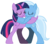 Size: 5404x4775 | Tagged: dead source, safe, artist:ramseybrony17, trixie, twilight sparkle, alicorn, pony, unicorn, g4, absurd resolution, bipedal, eyes closed, female, friendshipping, hug, implied lesbian, implied shipping, implied twixie, lesbian, ship:twixie, shipping, simple background, smiling, transparent background, twilight sparkle (alicorn), vector