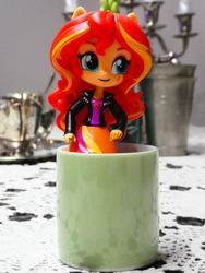 Size: 3672x4896 | Tagged: safe, artist:artofmagicpoland, sunset shimmer, equestria girls, g4, cup, cute, doll, equestria girls minis, female, irl, photo, shimmerbetes, solo, teacup, toy