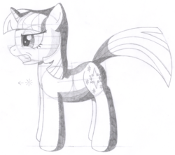 Size: 1476x1306 | Tagged: safe, artist:aafh, twilight sparkle, pony, unicorn, g4, female, monochrome, solo, traditional art