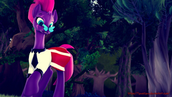 Size: 1920x1080 | Tagged: safe, artist:loveslove, tempest shadow, butterfly, pony, unicorn, g4, my little pony: the movie, 3d, broken horn, clothes, cute, female, horn, mare, skirt, source filmmaker, tempestbetes