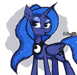 Size: 1280x1244 | Tagged: safe, artist:lilboulder, princess luna, alicorn, pony, g4, colored sketch, female, looking at you, mare, solo