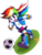 Size: 2276x3000 | Tagged: safe, artist:danmakuman, rainbow dash, human, equestria girls, g4, boots, bracelet, chibi, clothes, compression shorts, cute, female, football, happy, high res, jewelry, long hair, open mouth, running, shoes, simple background, skirt, smiling, socks, solo, sports, sweatband, transparent background, wristband