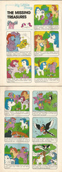 Size: 720x2000 | Tagged: safe, cherries jubilee, confetti (g1), heart throb, majesty, molly magpie, sparkler (g1), spike (g1), starflower, tickle (g1), bird, magpie, pony, comic:my little pony (g1), g1, official, bow, brooch, comic, coronet (headwear), female, horn, jackpot, majesty is not amused, needle, nest, stealing, tail bow, the missing treasures, twirled her magic horn