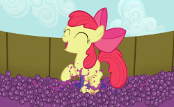 Size: 700x435 | Tagged: safe, screencap, apple bloom, big macintosh, earth pony, pegasus, pony, brotherhooves social, g4, animated, brother and sister, cannonball, crossdressing, cute, female, filly, food, gif, grape juice, grapes, jar, jar bloom, juice, liquid bloom, male, nose in the air, orchard blossom, ponies are liquid, pony in a bottle, siblings, squish, stomping