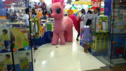 Size: 568x320 | Tagged: safe, pinkie pie, earth pony, human, pony, g4, adoracreepy, adventure in the comments, animated, boop, creepy, cute, diapinkes, irl, irl horse, irl human, it's coming right at us, looking at you, nightmare fuel, philippines, photo, pronking, quadsuit, solo, sound, webm, youtube link