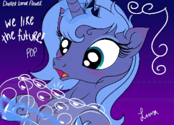 Size: 567x405 | Tagged: safe, artist:darkest-lunar-flower, princess luna, alicorn, pony, g4, animated, blushing, bubble wrap, chest fluff, cute, eyes on the prize, female, gradient background, heart, magic, mare, open mouth, s1 luna, silluna, silly, silly pony, solo, telekinesis, wide eyes