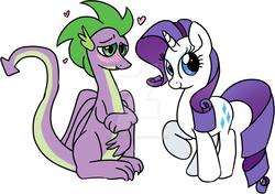 Size: 1024x722 | Tagged: safe, artist:poneysonicc, rarity, spike, dragon, g4, female, male, older, older spike, ship:sparity, shipping, straight, winged spike, wings