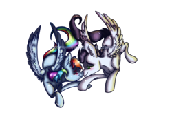 Size: 3400x2400 | Tagged: safe, artist:downpourpony, rainbow dash, soarin', pony, g4, falling, female, high res, male, ship:soarindash, shipping, simple background, straight, transparent background