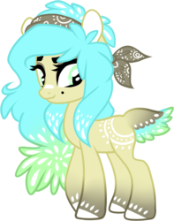 Size: 976x1240 | Tagged: safe, artist:rainjay-xx, oc, oc only, oc:evergreen wonder, original species, bandana, headband, simple background, transparent background